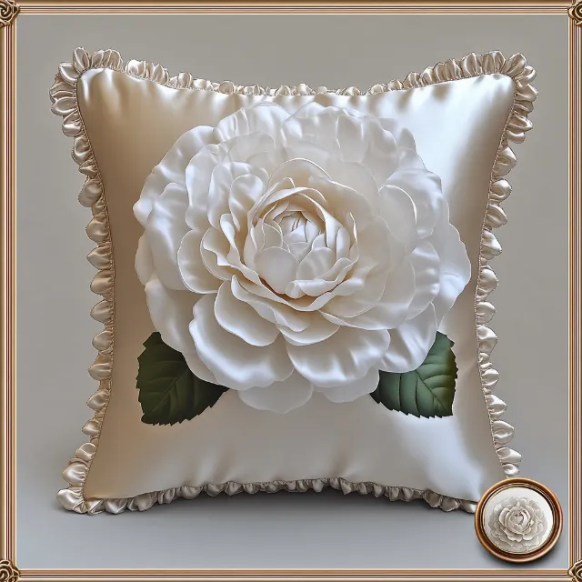 Flower, Petal, White, Cushion, Pink, Throw pillow, Pillow, Cut flowers, Natural material, Creative arts, Rose family, Rose, Artificial flower, Design, Wedding Ceremony Supply, Floral design, Linens, Still life photography, Garden roses