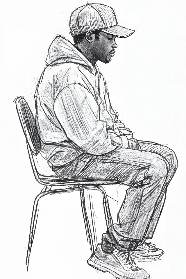 White, Drawing, Elbow, Knee, Sketch, Sitting, Line art, Illustration, Figure drawing, Design, Graphics