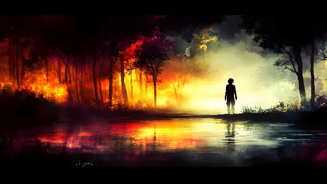 atmospheric phenomenon, Orange, Reflection, Sunrise, Wetland, Dusk, Evening, Dawn, Bayou, Sunset, Red sky at morning, Afterglow, Mist, Watercolor painting, Backlighting, Walking, Fog, Acrylic paint, Haze