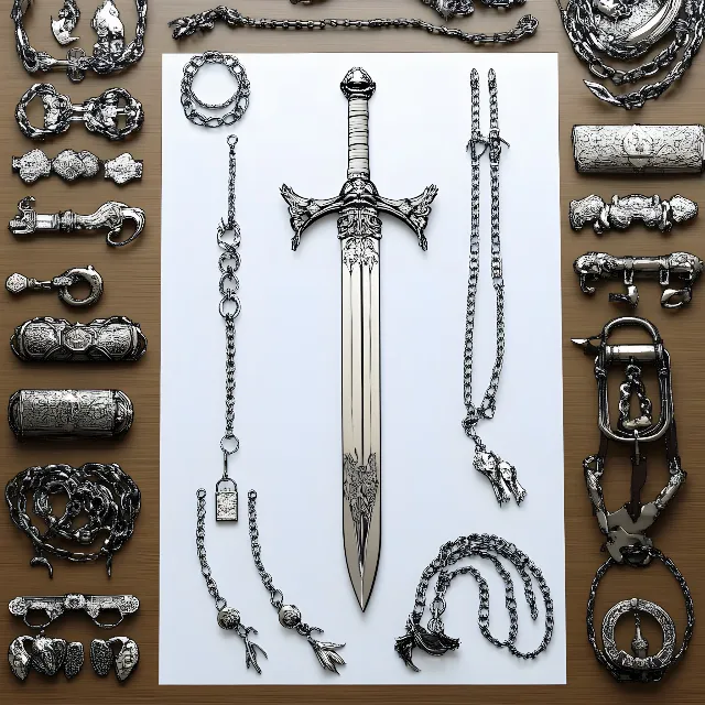 Metal, Blade, Silver, Sword, Silver, Symbol, Titanium, Dagger, Collectable, Nickel, Chain, Steel, Cross, Platinum, Antique, Religious Item