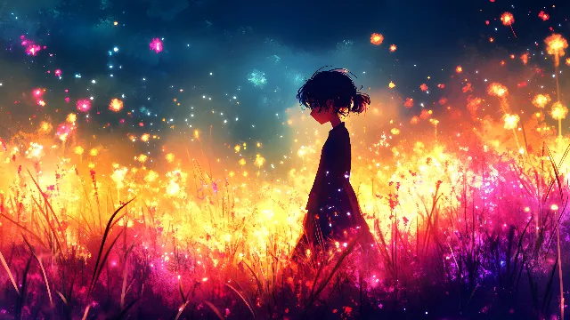 CG artwork, Star, Animation, Wind, Fictional character, Graphics, Evening, Lens flare, Anime, Backlighting, Night