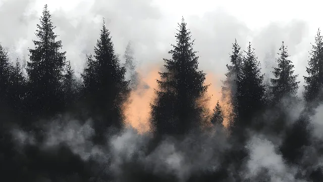 atmospheric phenomenon, Branch, Forest, Spruce-fir forests, Wilderness, Mist, Larch, Fog, Woody plant, Tropical and subtropical coniferous forests, Meteorological phenomenon, Old-growth forest, Northern hardwood forest, Conifers, Jungle, Black spruce, Temperate broadleaf and mixed forest, Woodland, Pine family, Evergreen