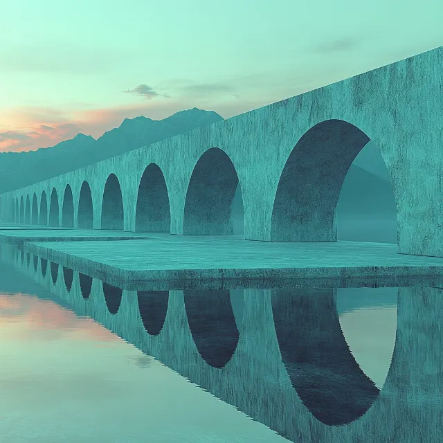 Bridge, Arch bridge, Arch, Aqueduct, Viaduct, Concrete bridge, List of nonbuilding structure types, Bridge–tunnel, Reflection, Beam bridge, Arcade