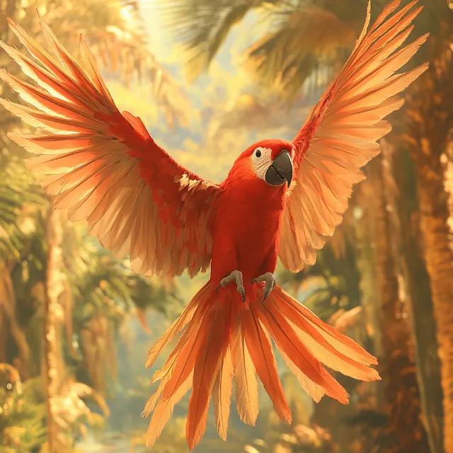 Bird, Red, Beak, Macaw, Parrot, Wing, Orange, Feather, Tail