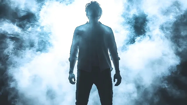 Standing, Darkness, Backlighting, Lens flare, Smoke