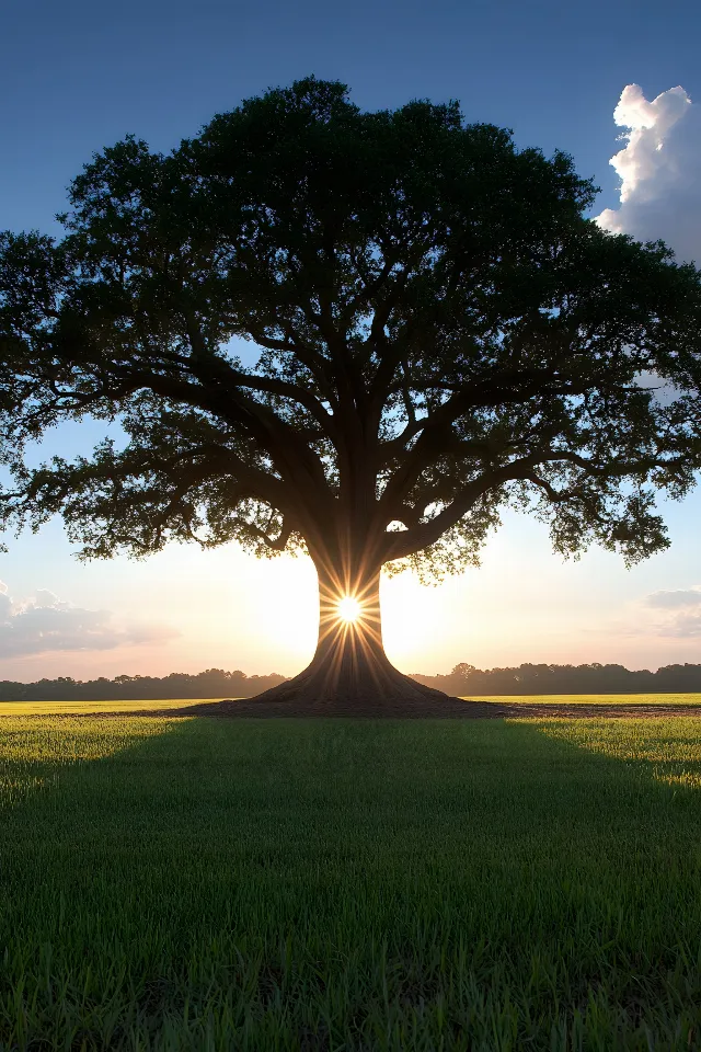 Tree, Nature, Branch, Natural landscape, Horizon, Landscape, Plain, Grassland, Trunk, atmospheric phenomenon, Dusk, Sunlight, Woody plant, Morning, Sunset, Backlighting, Evening, Field, Twig, Sunrise