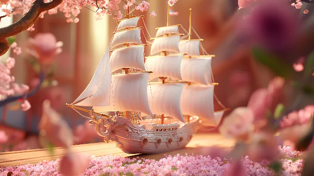 Boat, Vehicle, Nature, Watercraft, Mast, Flower, Sailboat, Ship, Flowerpot, Tall ship, Barquentine, Sail, Event, Christmas decoration, Wood, Interior design, Ornament, Full-rigged ship, Still life photography, Sailing