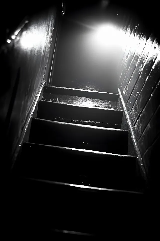 Photograph, Stairs, White, Monochrome photography, Darkness, Monochrome, Night, Black and white, Grey, Handrail