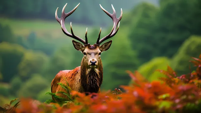 Nature, Natural landscape, Plant, Grass, Fawn, Terrestrial animal, Landscape, Natural material, Grassland, Deer, Meadow, Sky, Snout, Forest, Groundcover, Wildlife, Close-up, Horn, Tree, Nature reserve