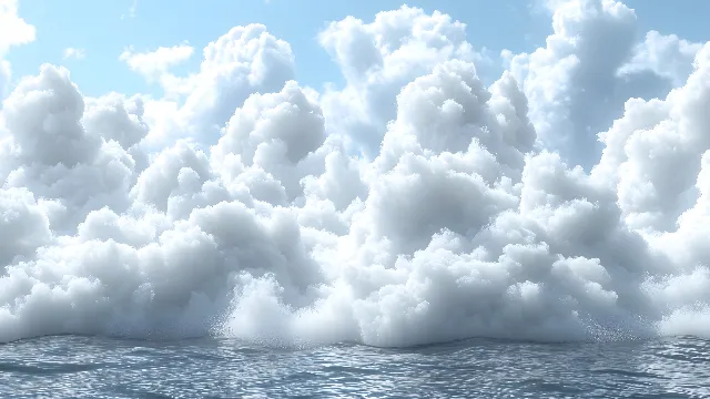 Blue, Cloud, Daytime, Cumulus, Fluid, Liquid, Sea, Ocean, Meteorological phenomenon, Wind wave, Wave, Wind