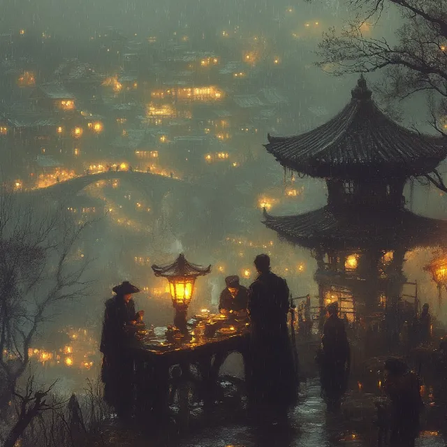 atmospheric phenomenon, Evening, Night, Mist, Pagoda, Lantern, Fog, Temple, Haze, Japanese architecture, Candle