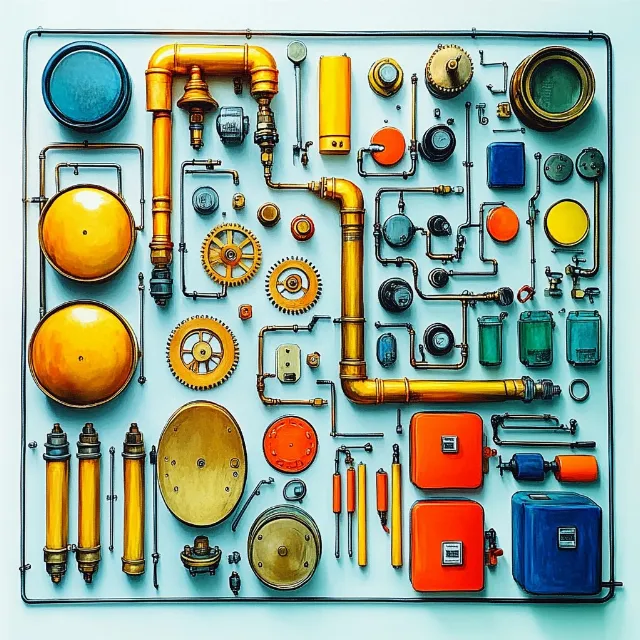 Orange, Machine, Pipe, Science, Household hardware, Cylinder