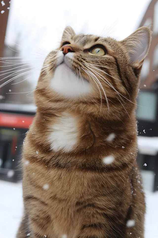 Cat, Felidae, Whiskers, Felinae, Carnivores, Snout, Fur, Snow, Winter, Terrestrial animal, Domestic short-haired cat, Paw, Tail