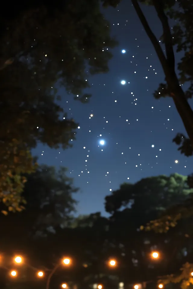 Photograph, Nature, Branch, Night, Astronomical object, Lighting, Midnight, Star, Darkness, Constellation, Astronomy, Backlighting, Science, Celestial event