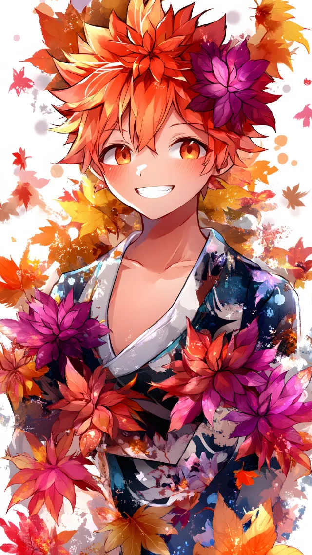 Red, Orange, Fictional character, Autumn, Anime, Red hair, Animation, Maple leaf