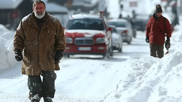 Winter, Jacket, Snow, Outerwear, Freezing, Beard, Facial hair, Winter storm, Blizzard, Frost, Ice, Knit cap, Glove, Precipitation, Beanie