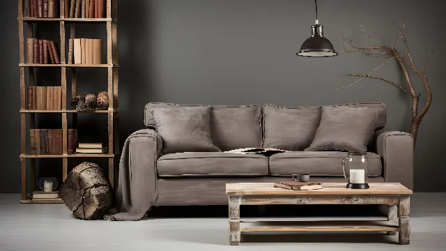 Brown, Furniture, Couch, Table, Shelf, Rectangle, Wood, Comfort, studio couch, Interior design, Grey, Beige, Sofa bed, Floor, Line, Building, Bookcase, Hardwood, Flooring, Living room