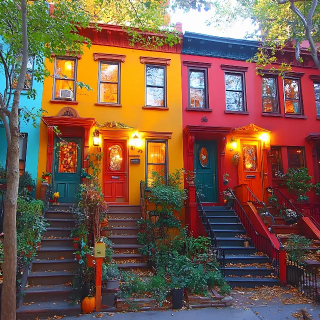 Red, Yellow, Home, Door, Orange, Stairs, Paint, Houseplant, Flowerpot, Balcony