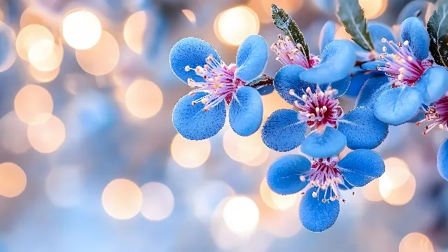 Flower, Blue, Nature, Petal, Branch, Sky, Twig, Terrestrial plant, Plant, Blossom, Electric blue, Flowering plant, Macro photography, Event, Fashion accessory, Wildflower, Pollen, Stock photography, Still life photography, Pattern