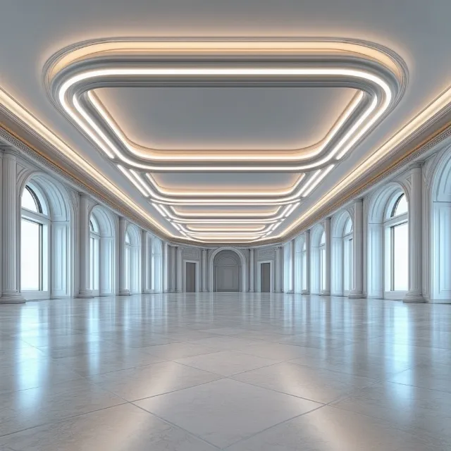 Ceiling, Architecture, Flooring, Column, Molding, Symmetry, Silver, Design, Hall, Plaster, Cleanliness, Tile Flooring