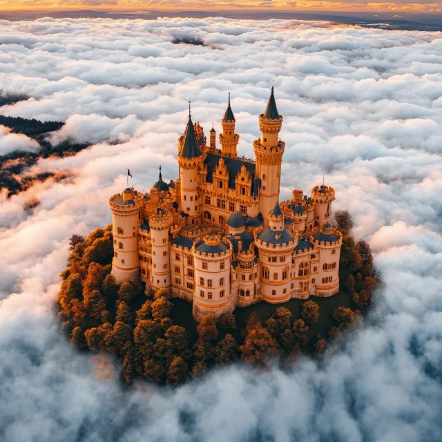 Building, Cloud, World, Nature, Window, Sky, Body of water, Snow, Atmospheric phenomenon, Freezing, Natural landscape, Tower, Landscape, Landmark, City, Castle, Facade, Winter, House, Turret