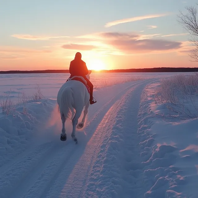 Horse, Working animal, Sunset, Winter, Horse tack, Horse Supplies, Sunrise, Recreation, Dusk, Freezing, Afterglow, Red sky at morning, Pack animal, Snow, Morning, Evening, Sun, Bridle, Rein, Equestrianism