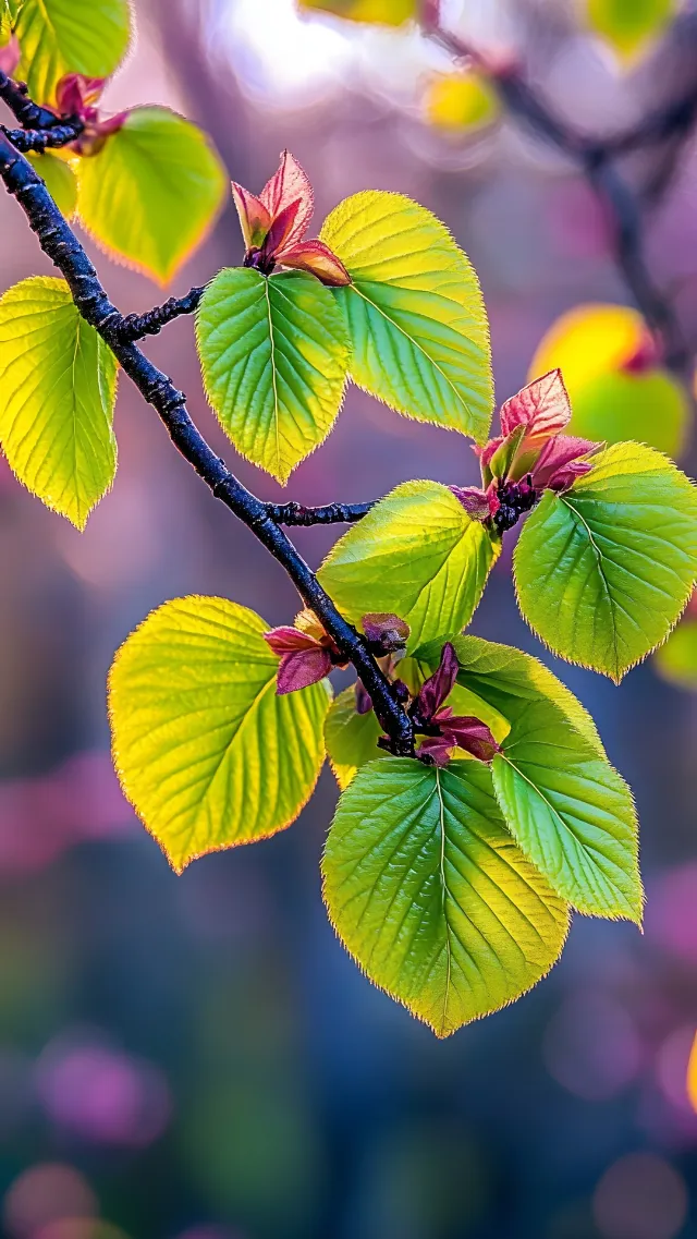 Yellow, Twig, Plant stem, Macro photography, Birch family, Mountain-ash