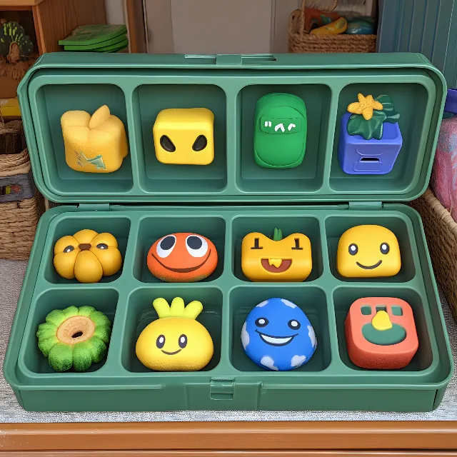 Toy, Plastic, Emoticon, Smiley, Food, Natural foods, Box