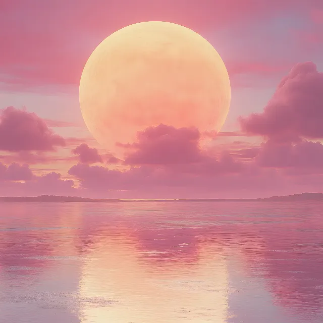 Astronomical object, Pink, atmospheric phenomenon, Cloud, Dusk, Afterglow, Orange, Sunrise, Sunset, Moon, Sea, Red sky at morning, Evening, Ocean, Morning, Sun, Meteorological phenomenon, Celestial event, Dawn, Sphere