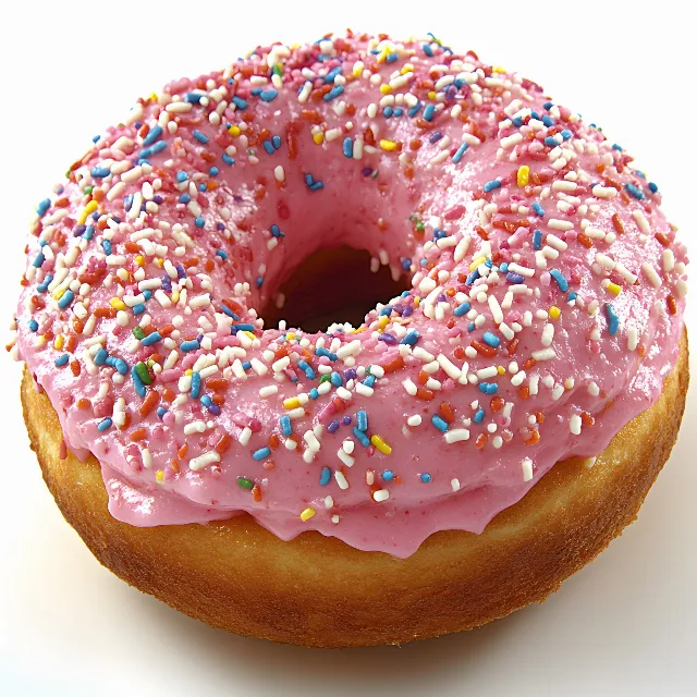 Food, Doughnut, Ingredient, Dessert, Pink, Sprinkles, Recipe, Bagel, Ciambella, Finger food, Baking, Glaze, Junk food, Fast food, Nonpareils, Icing, Cooking, Staple food, Sugar, Gluten