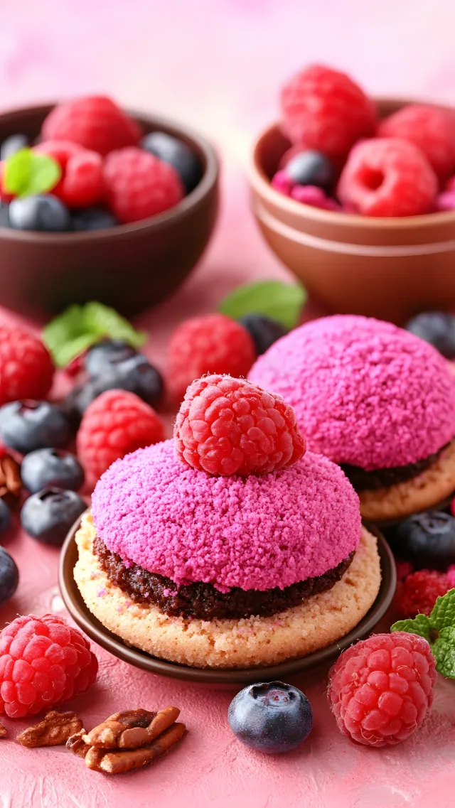 Food, Ingredient, Dessert, Fruit, Tableware, Cake, Macaroon, Finger food, Berry, Sandwich cookie, Baking, Raspberry, Produce, Recipe, Cooking, Fast food, Pastry, Cookie, Cream, Boysenberry