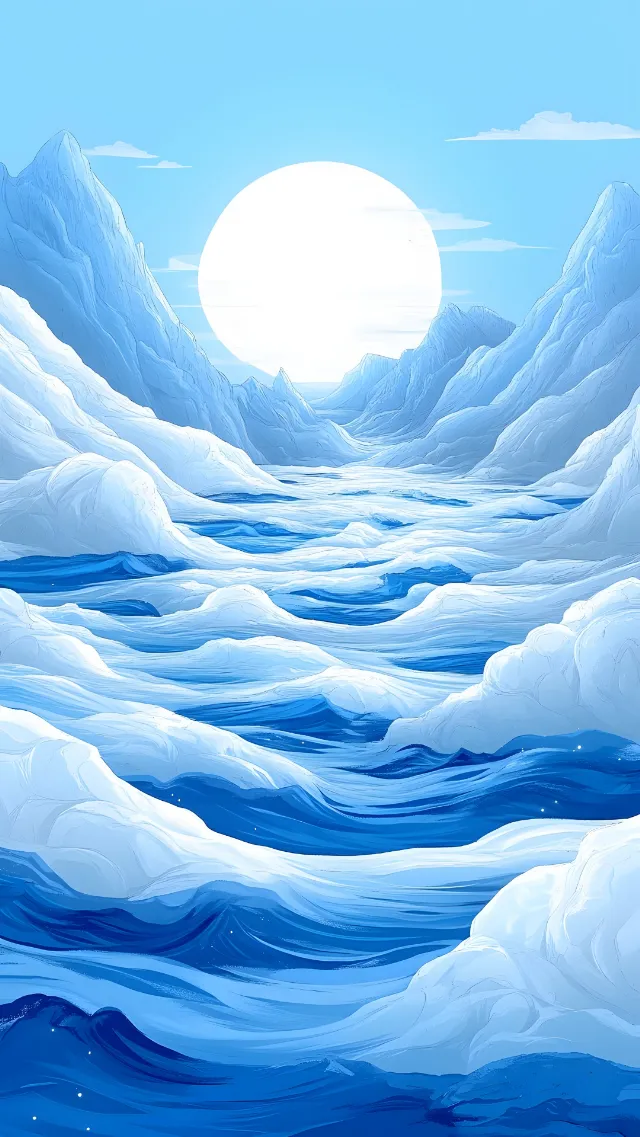 Blue, Fluid, Liquid, Wind wave, Wave, Sea, Ocean, Wind, Glacier, Arctic, Sea ice, Arctic Ocean, Watercolor painting, Ice cap