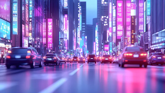 Skyscraper, Urban area, Metropolitan area, City, High-rise building, Metropolis, Cityscape, Commercial building, Neon, Condominium, Traffic, Night, Electricity, Tower, Headquarters, Skyline, Full-size car, Electronic signage, Compact car, City car