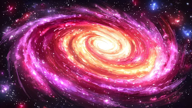 Outer space, Galaxy, Spiral galaxy, Universe, Astronomical object, Spiral, Pink, Astronomy, Purple, Nebula, Star, Vortex, Milky Way, Graphics, Science, Celestial event, Graphic design