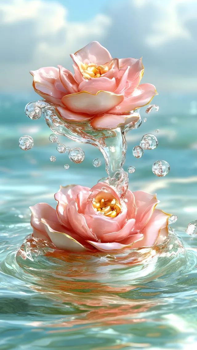 Flower, Petal, Pink, Liquid, Garden roses, Flowering plant, Rose family, Rose, Reflection, Floribunda, Macro photography, Still life photography, Hybrid tea rose, Moisture, Water lilies, Drop, Cut flowers, Floral design