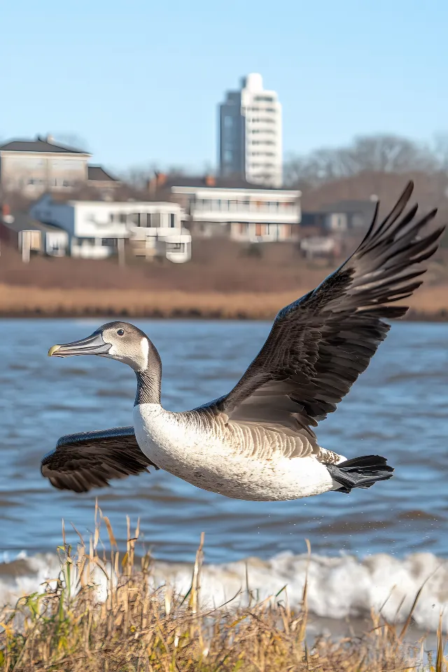 Bird, Beak, Water bird, Ducks, Vertebrate, Neck, Wing, Black, Wildlife, Goose, Duck, Feather, Lake, Grey, Seabird, Seaducks, Flight