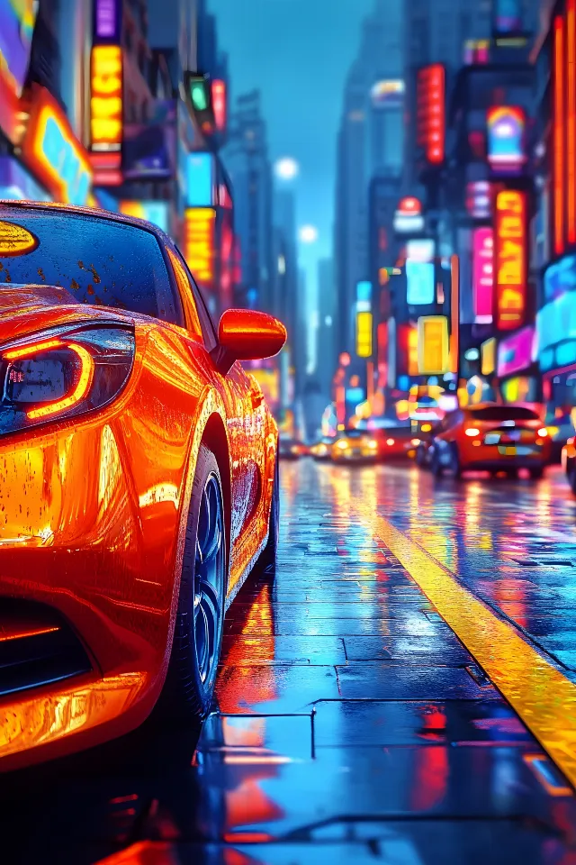 Car, Motor vehicle, Automotive lighting, Neon, Traffic, Game, City car, Luxury vehicle, Video Game Software, Night, Cityscape, Rolling, Automotive Tail & Brake Light, Compact car, Skyscraper, Personal luxury car, Sports car, Kit car, Performance car, Full-size car