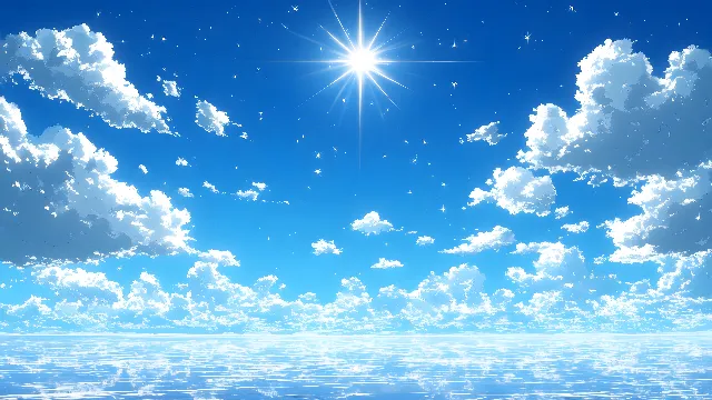 Sky, Blue, Cloud, Daytime, Cumulus, Sunlight, Meteorological phenomenon, Sun, Ocean, Astronomical object