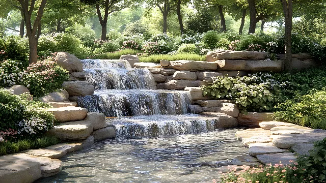 Plant, Water, Natural landscape, Fluvial landforms of streams, Watercourse, Grass, Tree, Groundcover, Shrub, Landscape, Bedrock, Water feature, Stream, Font, Waterfall, Riparian zone, Landscaping, Flagstone, Creek, Spring