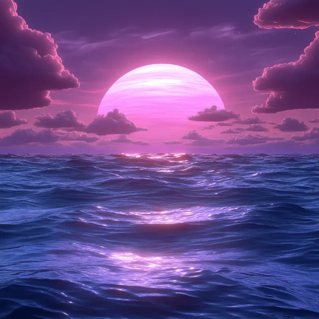 Blue, Astronomical object, Dusk, Sea, Cloud, Afterglow, Ocean, Sunset, Sunrise, atmospheric phenomenon, Pink, Moon, Sun, Evening, Meteorological phenomenon, Purple, Red sky at morning, Wave, Moonlight, Wind wave