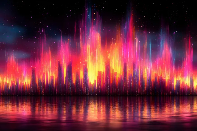 Red, Orange, Pink, Night, Graphics, Graphic design, Aurora