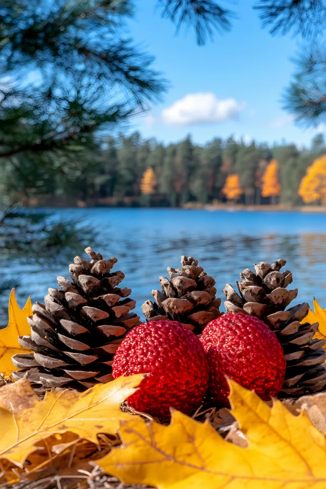 Produce, Conifer cone, Orange, Fruit, Larch, Natural material, Ponderosa pine, Autumn, Conifers, Fir, Pine family, Loblolly pine, Pine