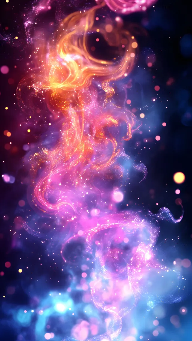 Blue, Red, Pink, Outer space, Orange, Nebula, Universe, Purple, Astronomical object, Star, Astronomy, Graphics, Night, Galaxy, Graphic design, Fractal art, Science