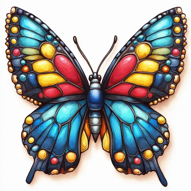 Blue, Pollinator, Butterfly, Insect, Arthropod, Wing, Lepidoptera, Stained glass, Clip art, Brush-footed butterflies, Graphics, Gossamer-winged butterflies