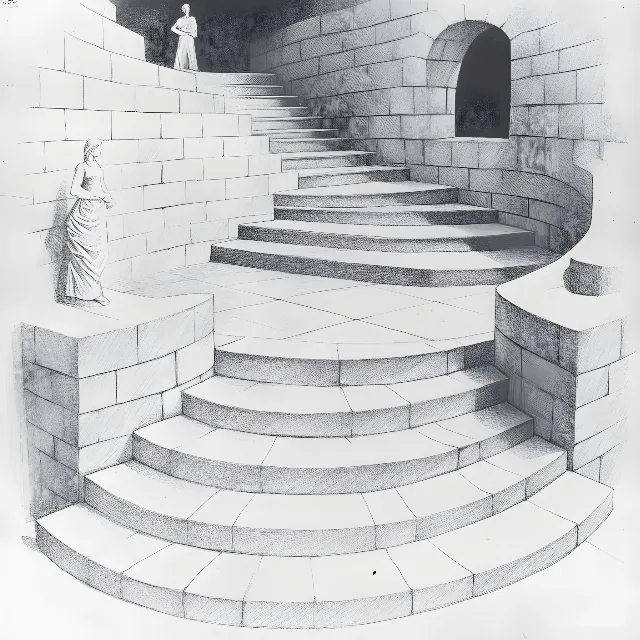 White, Stairs, Design, Line art, Sketch