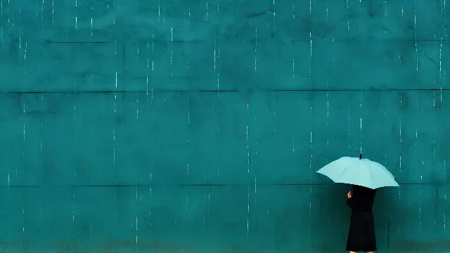 Umbrella, Green, Blue, Azure, Grey, Rectangle, Wall, Line, Wood, Aqua, Building, Tints and shades, Electric blue, Flooring, Fashion accessory, Shade, Concrete, Shadow, Grass, Pattern