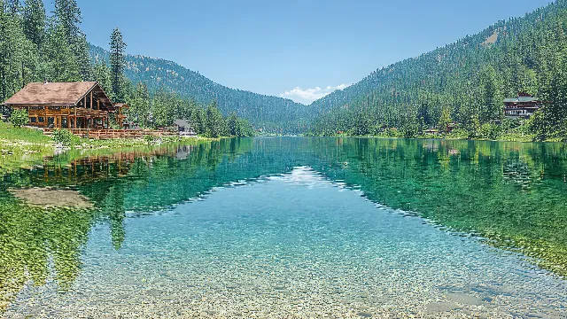 Water, Water resources, Body of water, Nature, Natural landscape, Bank, Summer, Watercourse, Lake, Reflection, Forest, Hill station, Larch, Nature reserve, Mountain range, River, Tarn, Channel, Reservoir, Spruce-fir forests