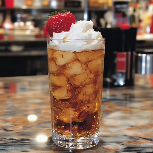 Food, Tableware, Ingredient, Soft drink, Alcoholic drink, Ice cream float, Cocktail, Highball, Long Island Iced Tea, Iced tea, Fruit, Non-alcoholic drink, Recipe, Floats, Classic cocktail, Ice cream, Liquor, Highball glass, Frozen dessert, Dark 'N' Stormy