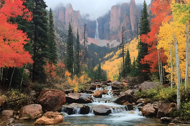 Nature, Mountainous landforms, Natural landscape, Mountain, Wilderness, Forest, Rock, Valley, Temperate broadleaf and mixed forest, Autumn, Nature reserve, Northern hardwood forest, Larch, Stream, Old-growth forest, Mountain range, Spruce-fir forests, Tropical and subtropical coniferous forests, Valdivian temperate rain forest, Woodland