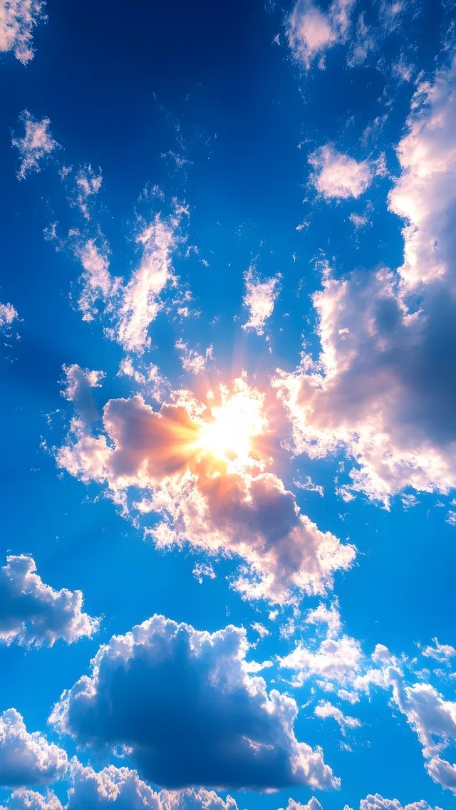 Sky, Cloud, Blue, Daytime, Cumulus, Sunlight, Meteorological phenomenon, Astronomical object, Sun